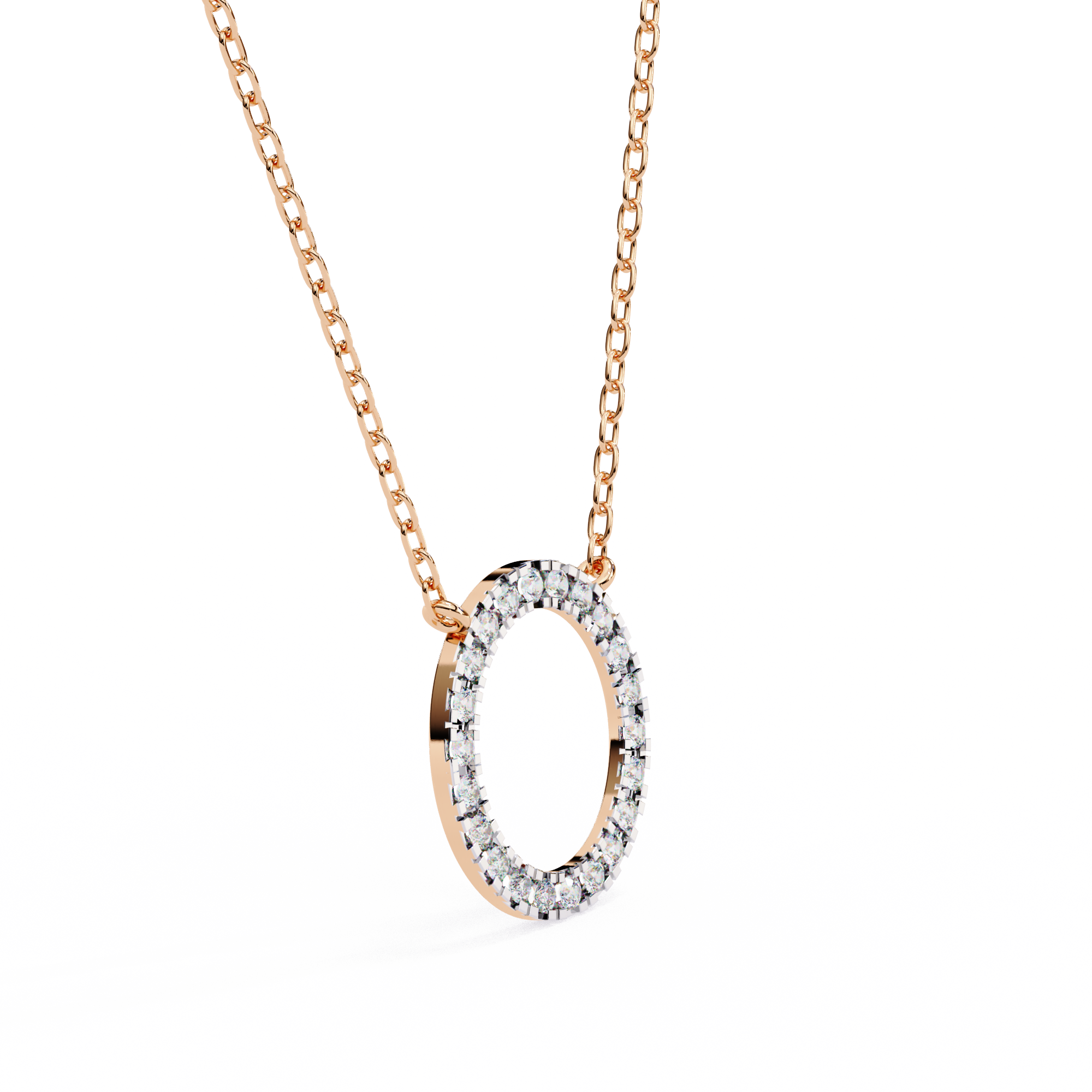 Solitairekart 0.34ct Natural Diamond Circle Pendant-HI Color, VS-SI Clarity